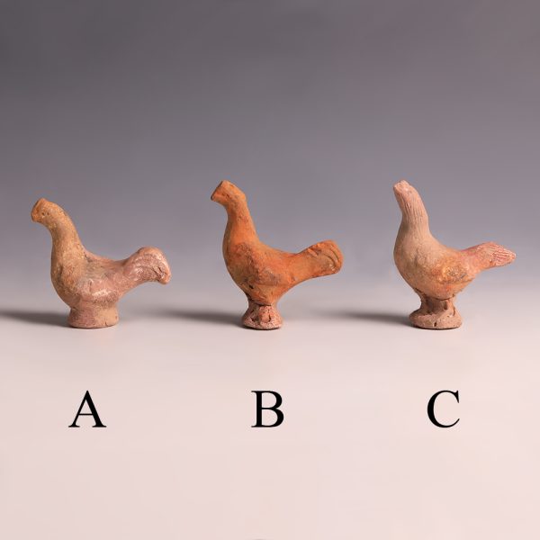 selection eastern han dynasty earthenware rooster statuettes