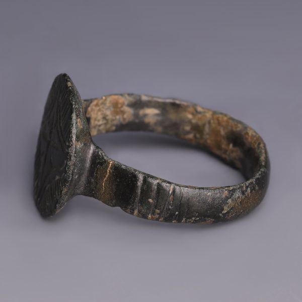 Late Medieval Bronze Ring with Geometric Design