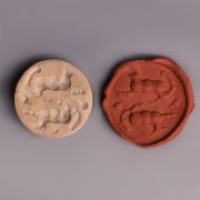 Sumerian Jemdet Nasr Limestone Stamp Seal with Animals