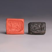Western Asiatic Black Stone Stamp Seal with Griffin