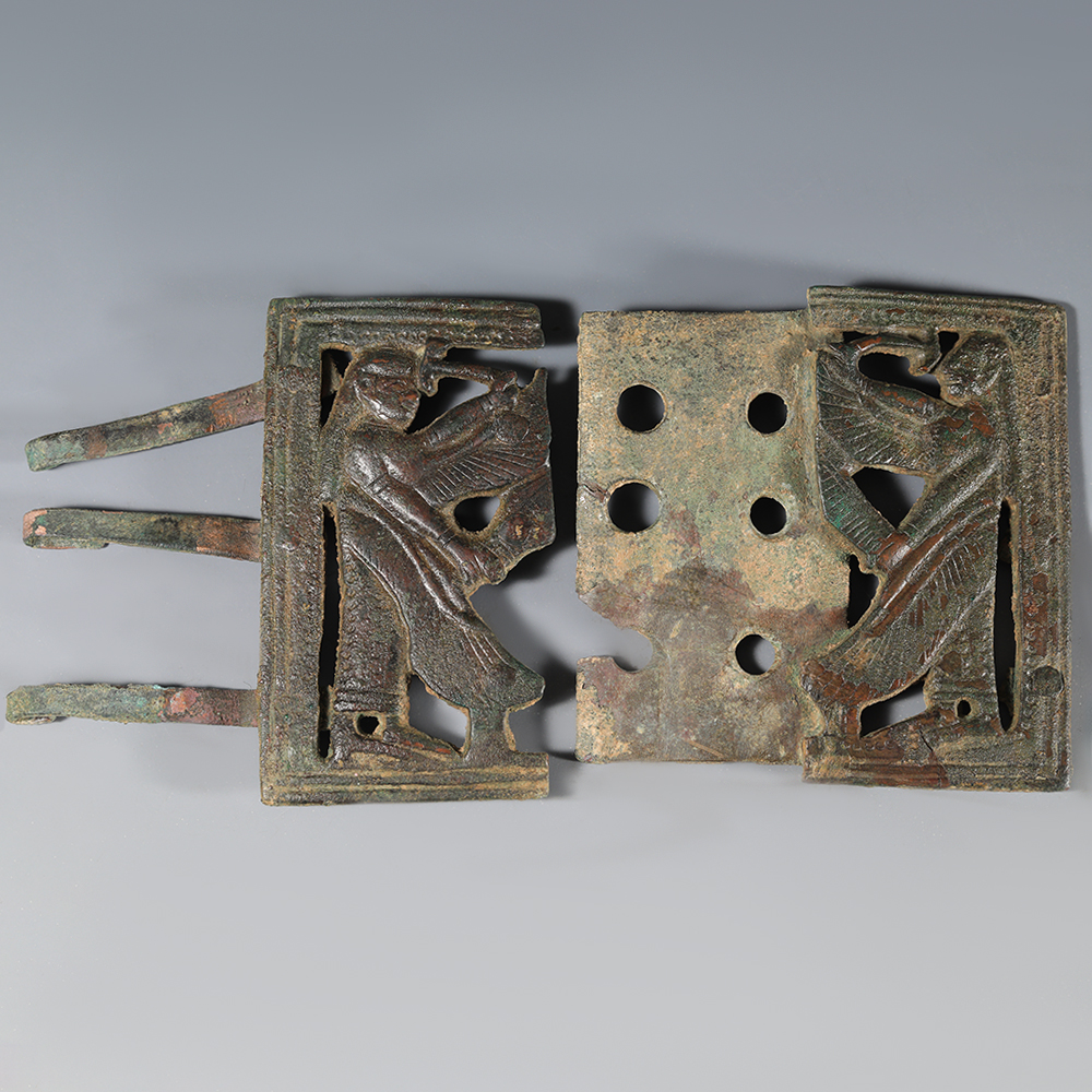 Neo-Assyrian Bronze Belt Buckle with Winged Genii Neo-Assyrian Bronze Belt Buckle with Winged Genii