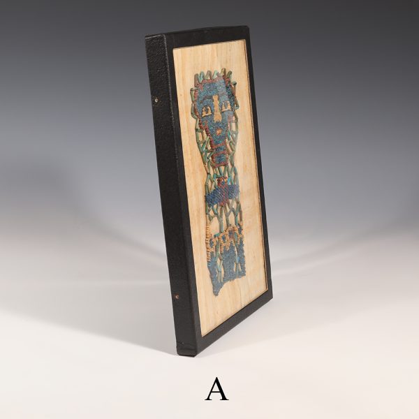 Selection of Ancient Egyptian Framed Beaded Mummy Masks with Funerary Face, Four Sons of Horus and Winged Scarab