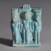 Egyptian Blue Faience Osirian Triad Amulet