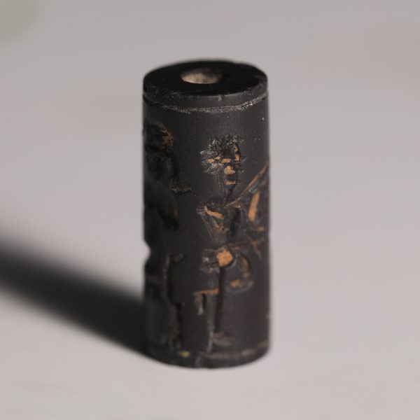 Mesopotamian Haematite Cylinder Seal with a Banquet Scene