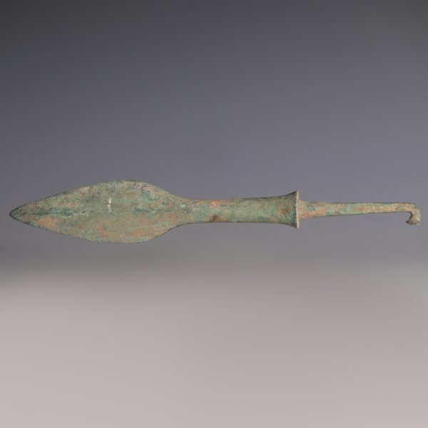 Luristan Bronze Spearhead with Rat-Tail Tang