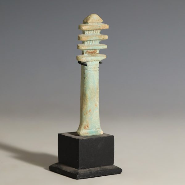Large Egyptian Faience Djed Pillar Amulet