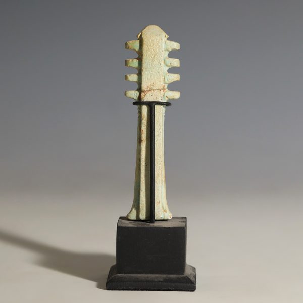 Large Egyptian Faience Djed Pillar Amulet