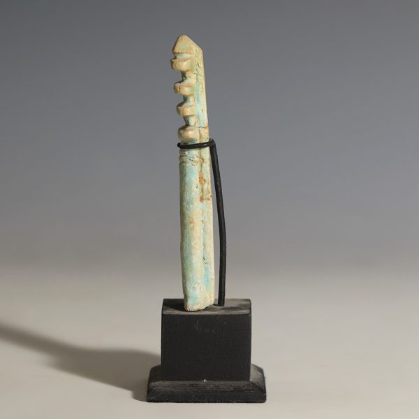 Large Egyptian Faience Djed Pillar Amulet