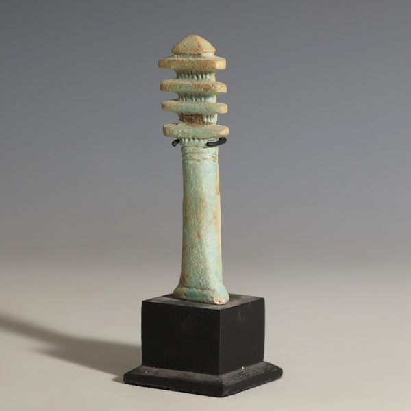 Large Egyptian Faience Djed Pillar Amulet