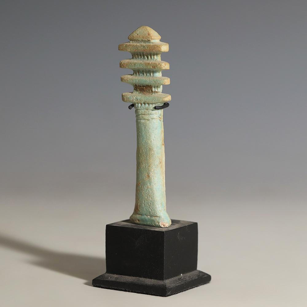 Large Egyptian Faience Djed Pillar Amulet Large Egyptian Faience Djed Pillar Amulet