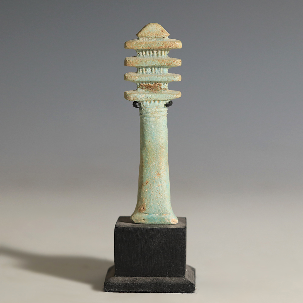 Large Egyptian Faience Djed Pillar Amulet Large Egyptian Faience Djed Pillar Amulet
