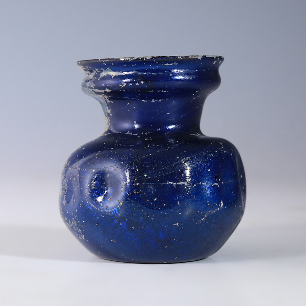 Roman Cobalt Blue Dimpled Glass Jar Roman Cobalt Blue Dimpled Glass Jar