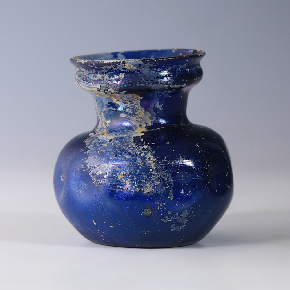 Roman Cobalt Blue Dimpled Glass Jar Roman Cobalt Blue Dimpled Glass Jar