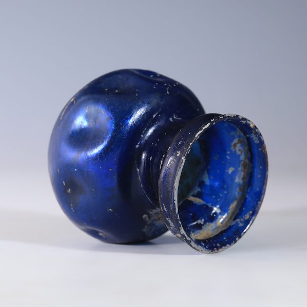 Roman Cobalt Blue Dimpled Glass Jar