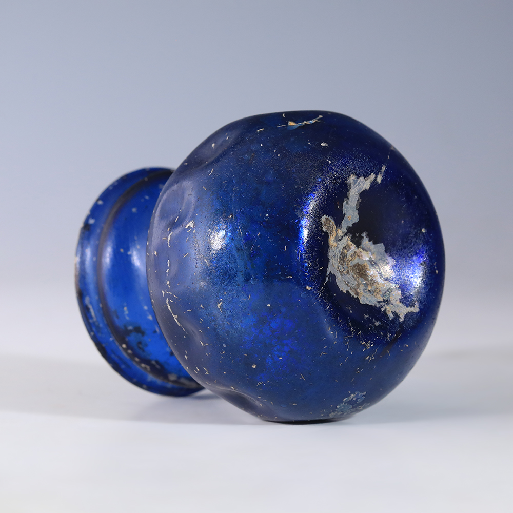Roman Cobalt Blue Dimpled Glass Jar Roman Cobalt Blue Dimpled Glass Jar