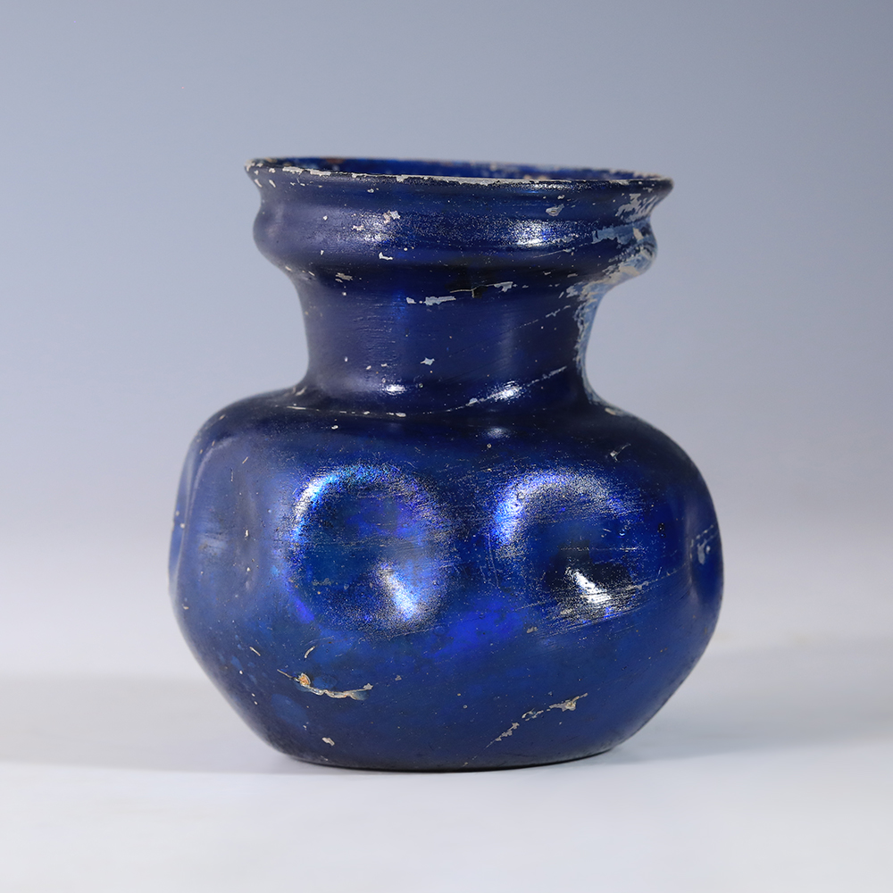 Roman Cobalt Blue Dimpled Glass Jar Roman Cobalt Blue Dimpled Glass Jar