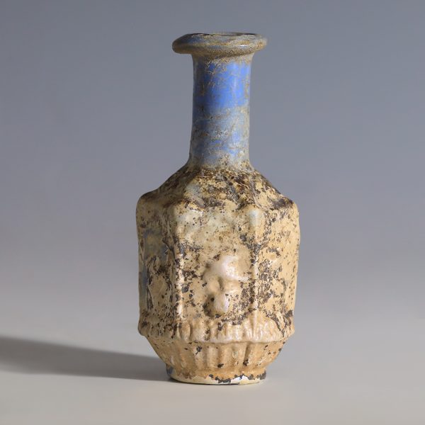 Roman Sidonian Blue Glass 'Bird Series' Flask