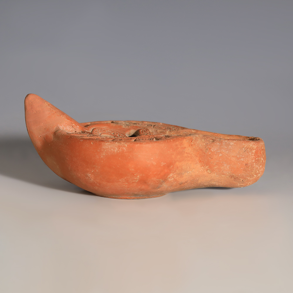 Roman Terracotta Oil Lamp with Christogram Roman Terracotta Oil Lamp with Christogram