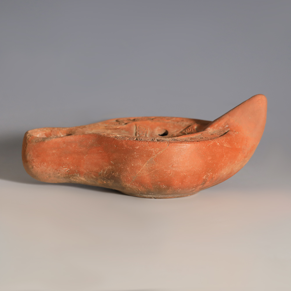 Roman Terracotta Oil Lamp with Christogram Roman Terracotta Oil Lamp with Christogram