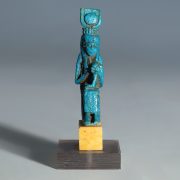 Egyptian Dark Blue Figural Amulet of Isis and Horus