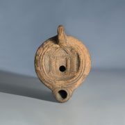 Roman Terracotta Oil Lamp with Temple Architecture