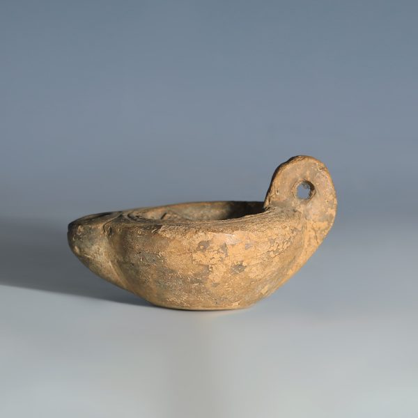 Roman Terracotta Oil Lamp with Temple Architecture
