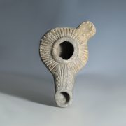 Hellenistic Terracotta Oil Lamp with Moulded Geometric Design