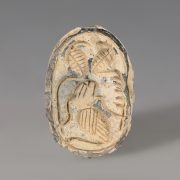 Canaanite Steatite Scarab with Falcon-Headed Deity