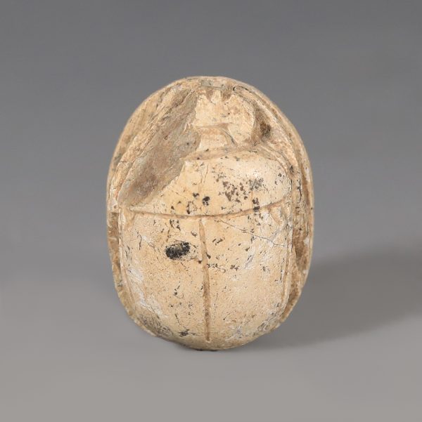 Egyptian Steatite Scarab with Figure of Pharaoh