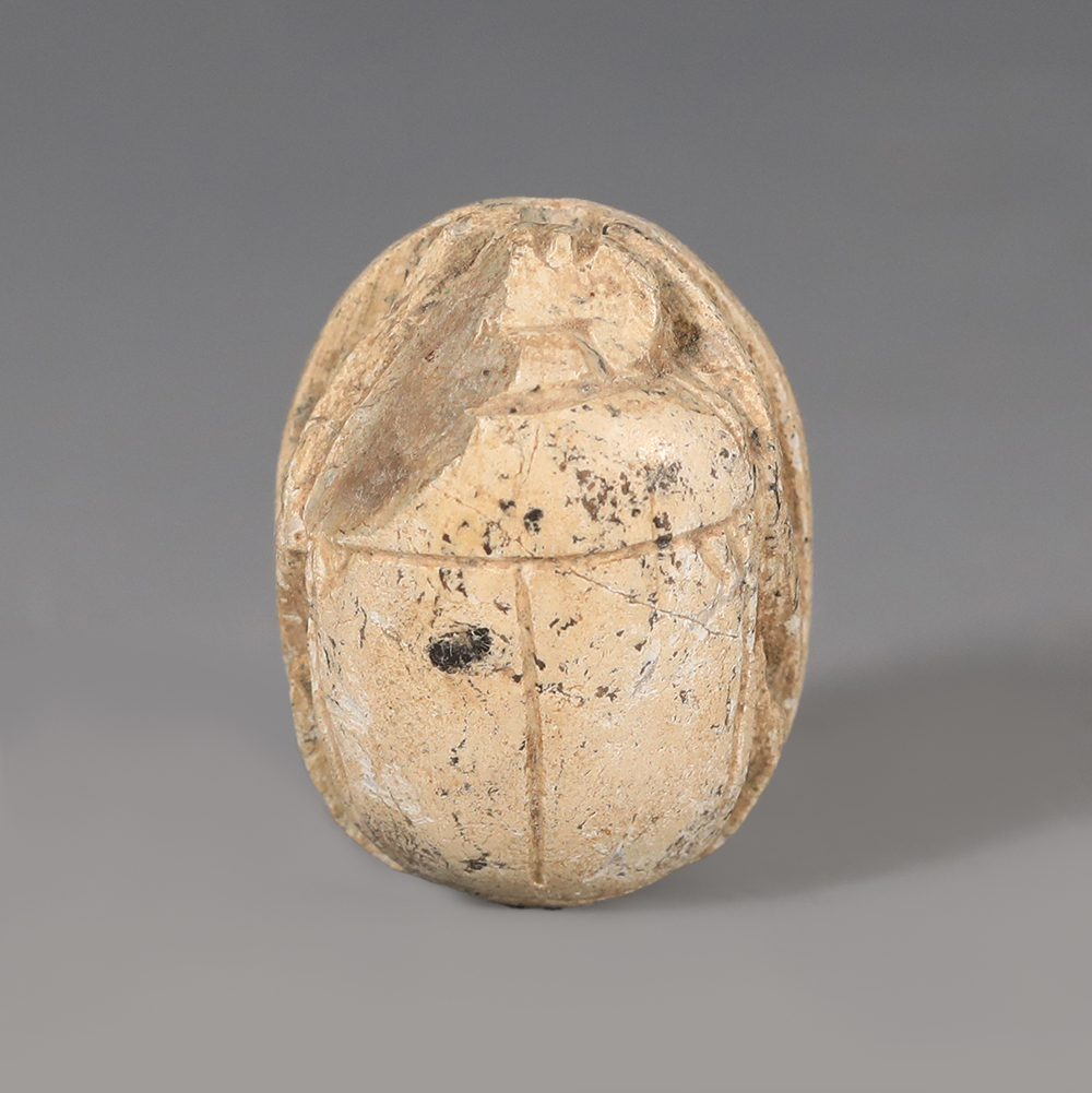 Egyptian Steatite Scarab with Figure of Pharaoh Egyptian Steatite Scarab with Figure of Pharaoh