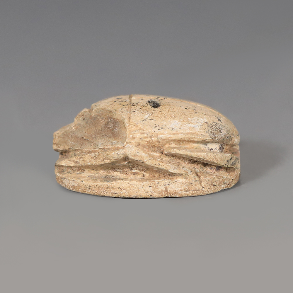 Egyptian Steatite Scarab with Figure of Pharaoh Egyptian Steatite Scarab with Figure of Pharaoh