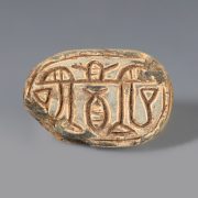 Egyptian Steatite Scarab with Floral Imagery
