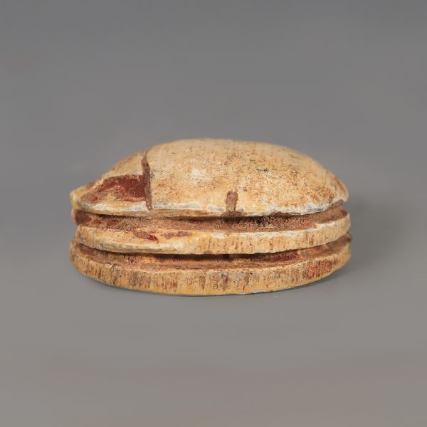 Egyptian Steatite Scarab with Seated Figure