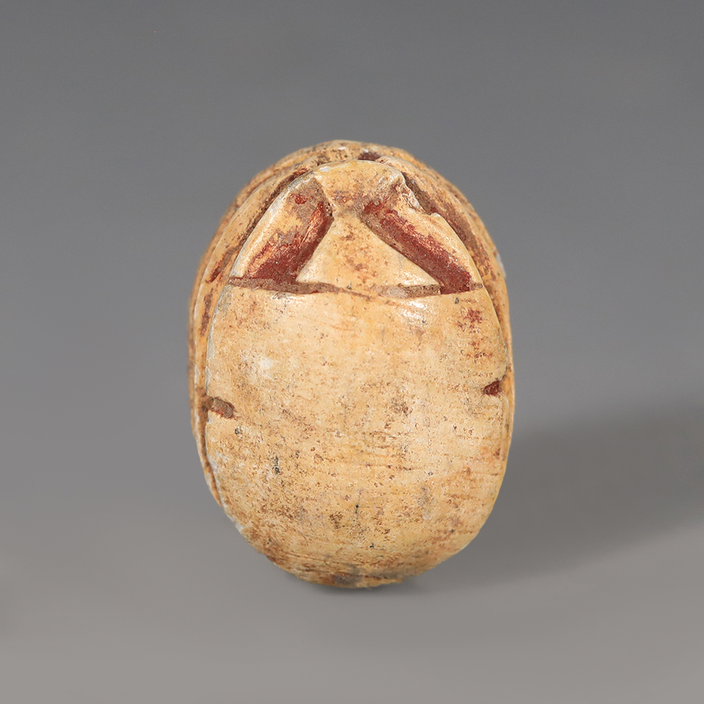 Egyptian Steatite Scarab with Seated Figure Egyptian Steatite Scarab with Seated Figure