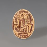 Egyptian Steatite Scarab with Seated Figure