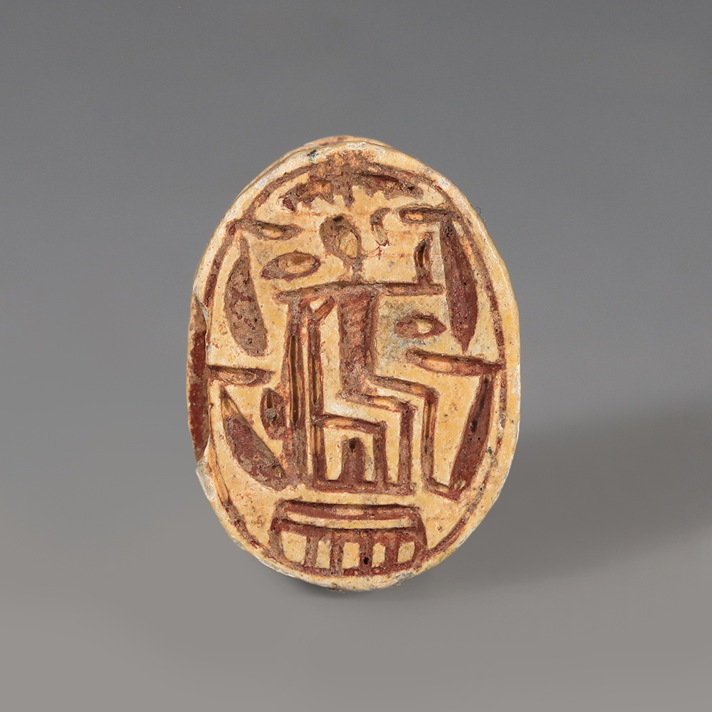 Egyptian Steatite Scarab with Seated Figure Egyptian Steatite Scarab with Seated Figure