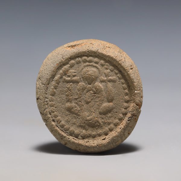 Byzantine Terracotta Pilgrim's Token Depicting Virgin and Child