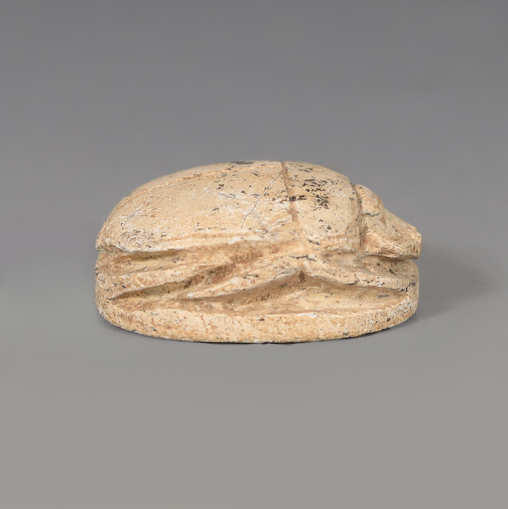 Egyptian Steatite Scarab with Figure of Pharaoh Egyptian Steatite Scarab with Figure of Pharaoh