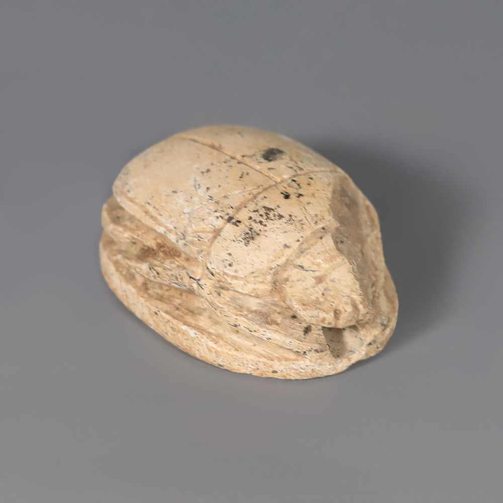 Egyptian Steatite Scarab with Figure of Pharaoh Egyptian Steatite Scarab with Figure of Pharaoh