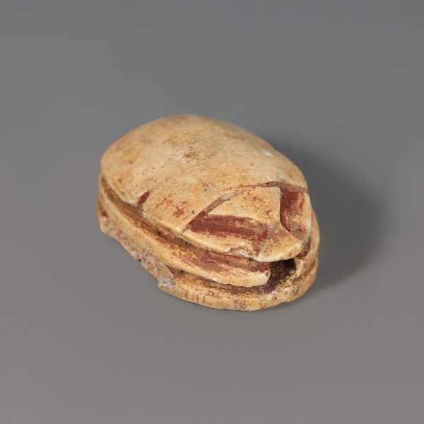 Egyptian Steatite Scarab with Seated Figure