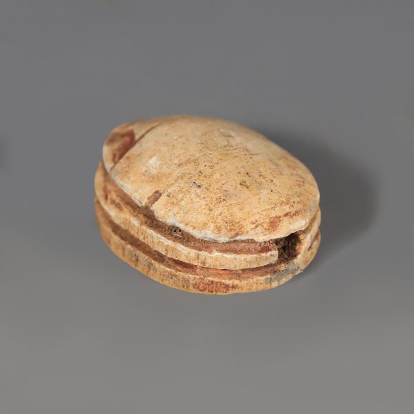 Egyptian Steatite Scarab with Seated Figure