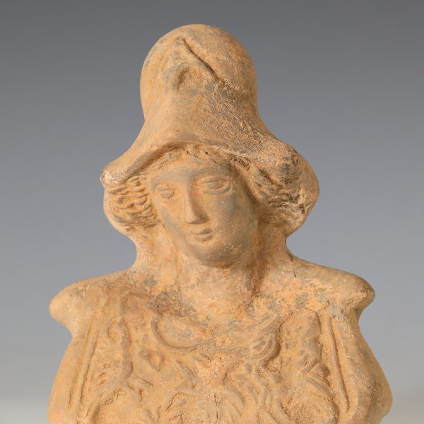 Ancient Greek Terracotta Votive Bust of Athena