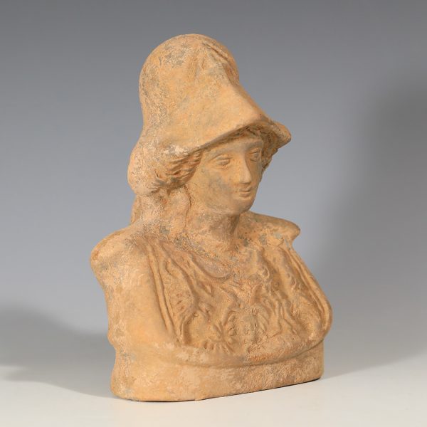 Ancient Greek Terracotta Votive Bust of Athena