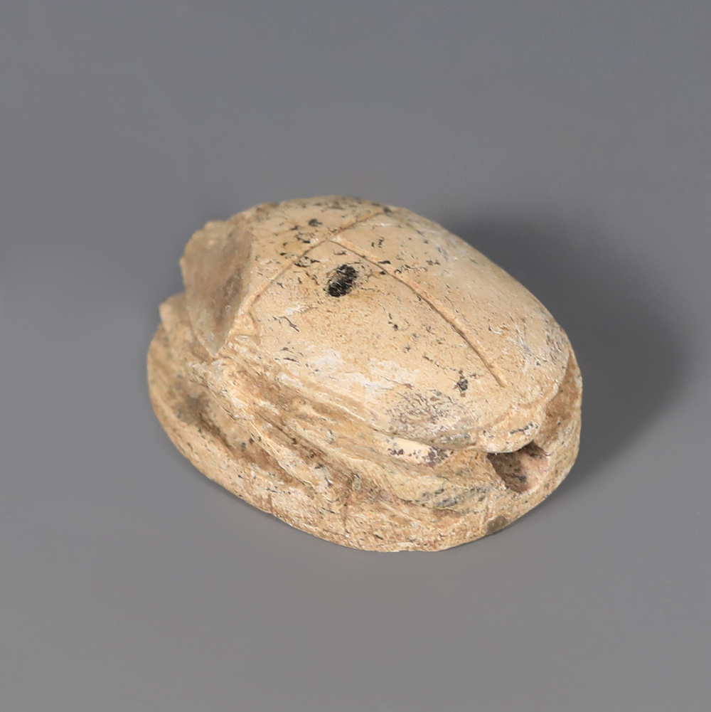 Egyptian Steatite Scarab with Figure of Pharaoh Egyptian Steatite Scarab with Figure of Pharaoh