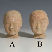 selection chinese han dynasty earthenware stick men head fragments
