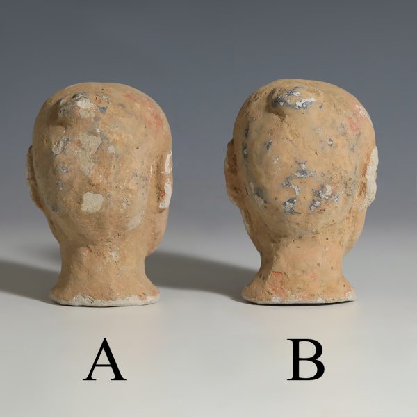 selection chinese han dynasty earthenware stick men head fragments