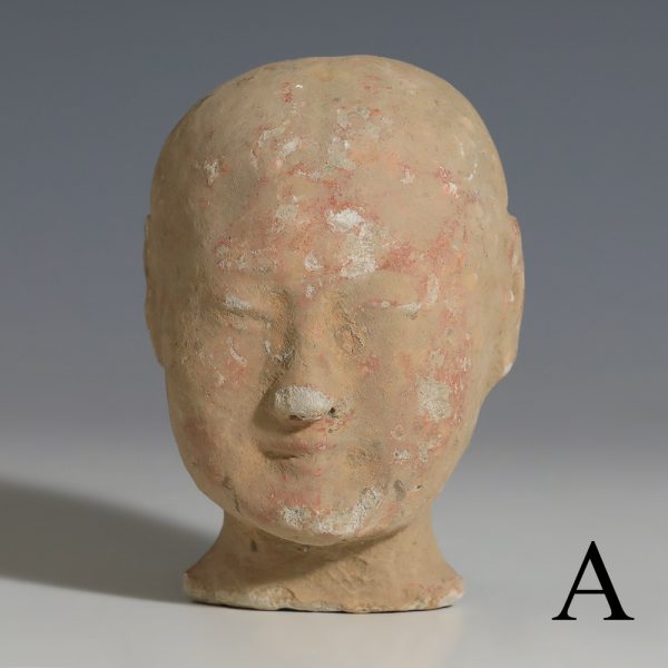 selection chinese han dynasty earthenware stick men head fragments a