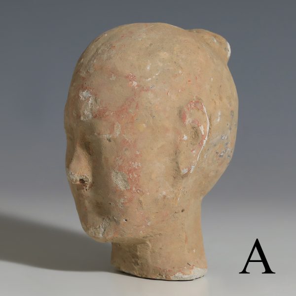 selection chinese han dynasty earthenware stick men head fragments a