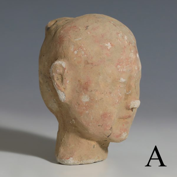selection chinese han dynasty earthenware stick men head fragments a