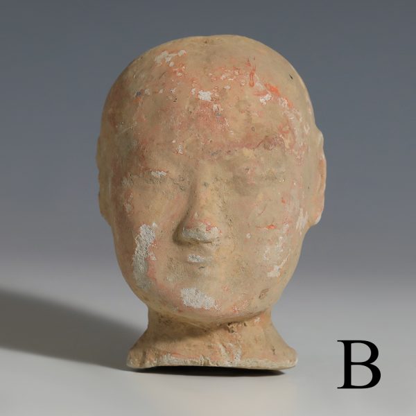 selection chinese han dynasty earthenware stick men head fragments b